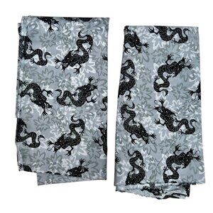 Dragon Print Fabric 2 Pcs  Gray Black 24" X 2 Yards + 28" X 1 Yard 13" Sewing